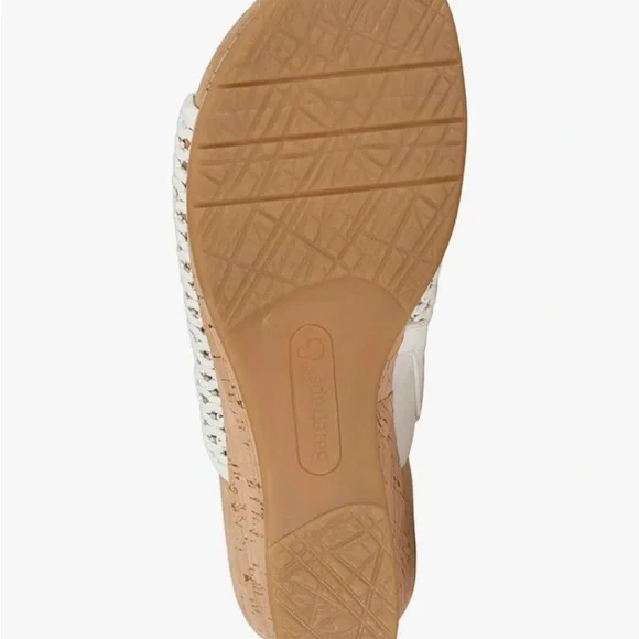 BareTraps White and Tan Wedge Sandals
